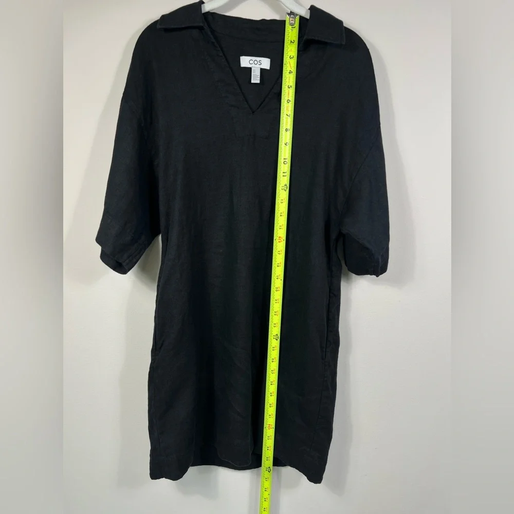 COS OPEN-COLLAR LINEN SHIRT DRESS, black, size 2 - Picture 5 of 5